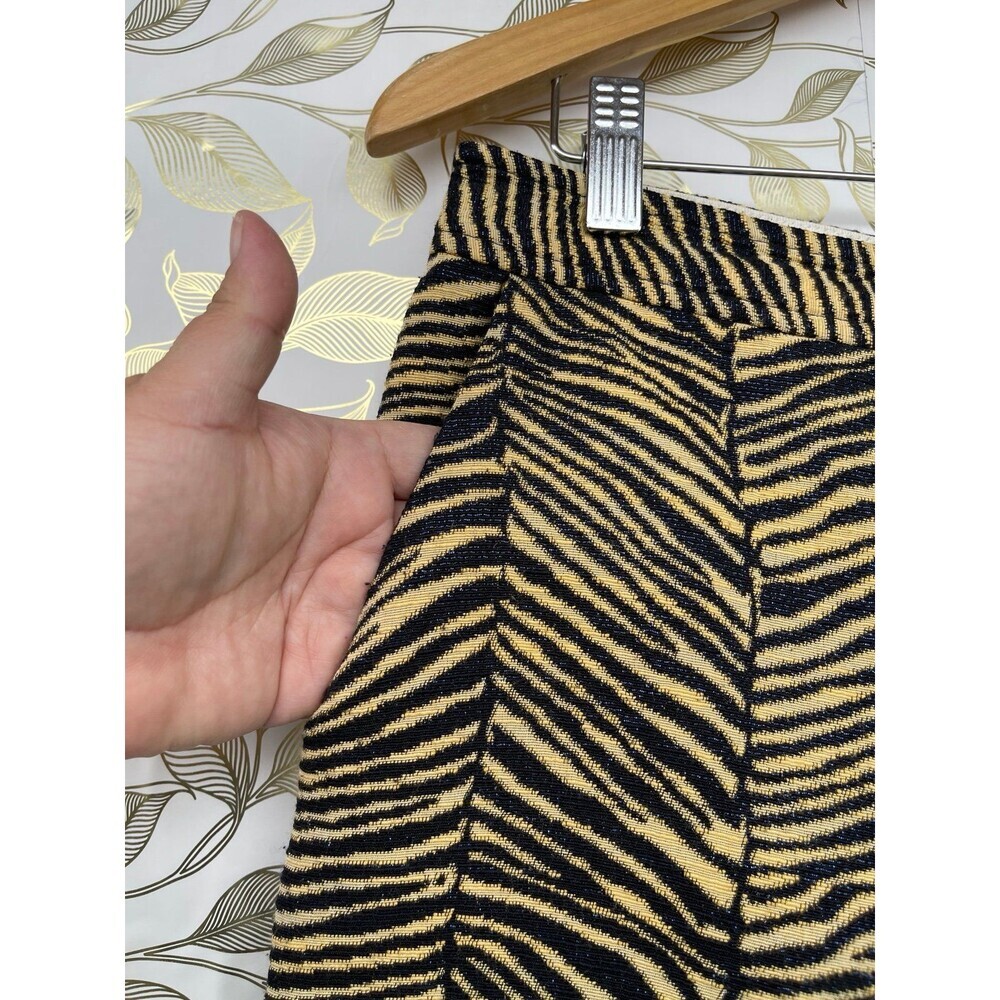 Rachel Comey Zebra Metallic Brocade Pants Gold Black Wide Leg Button Fly Size 10 - Picture 3 of 12
